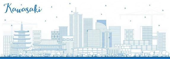schets kawasaki Japan stad horizon met blauw gebouwen. vector
