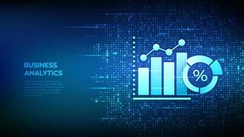 bedrijf gegevens analytics en robot werkwijze automatisering icoon gemaakt met valuta symbolen.. winst en omzet van bedrijf, bi of kpi concept. achtergrond met valuta tekens. vector illustratie.