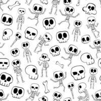 zwart lijn skelet naadloos patroon. ontwerp voor papier, dekt, kaarten, stoffen, achtergrond en elk. vector illustratie over halloween.
