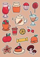 voedsel reeks van stickers vector illustratie