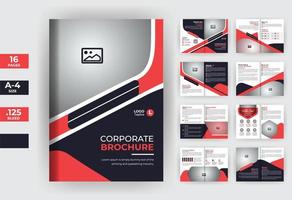 zakelijke rood 16 Pagina's brochure sjabloon, bedrijf brochure met modern vorm vector