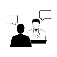 dialoog van patiënt en arts op witte achtergrond vector