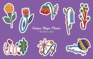 kleurrijk uniek vorm bloem stickers reeks vector