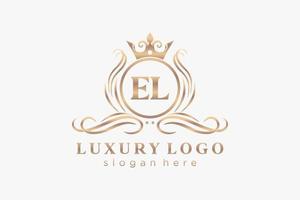 eerste el brief Koninklijk luxe logo sjabloon in vector kunst voor restaurant, royalty, boetiek, cafe, hotel, heraldisch, sieraden, mode en andere vector illustratie.