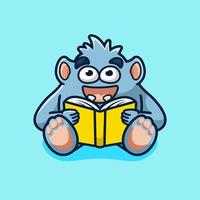 schattig monster lezing boek, vlak ontwerp stijl vector