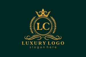 eerste lc brief Koninklijk luxe logo sjabloon in vector kunst voor restaurant, royalty, boetiek, cafe, hotel, heraldisch, sieraden, mode en andere vector illustratie.