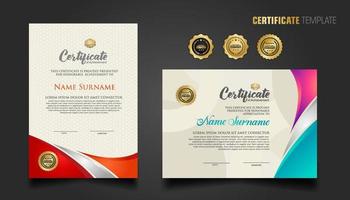 modern certificaat sjabloon met mooi combinatie kleur Aan golvend vorm achtergrond vector