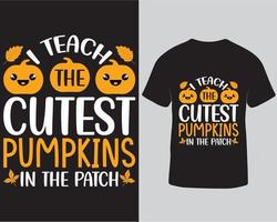 ik onderwijzen de schattigste pompoenen in de lap halloween typografie vector t-shirt ontwerp pro downloaden