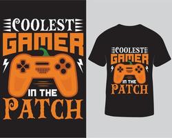 coolste gamer in de lap halloween t-shirt ontwerp, halloween gaming t-shirt ontwerp sjabloon pro downloaden vector