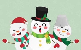 Kerstmis ansichtkaart van schattig vrolijk sneeuwman, vrolijk Kerstmis en gelukkig nieuw jaar vector
