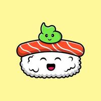 schattig sushi en wasabi tekenfilm vector pictogrammen illustratie. vlak tekenfilm concept. geschikt voor ieder creatief project.