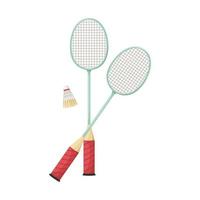vector illustratie van twee badminton rackets en een shuttle.