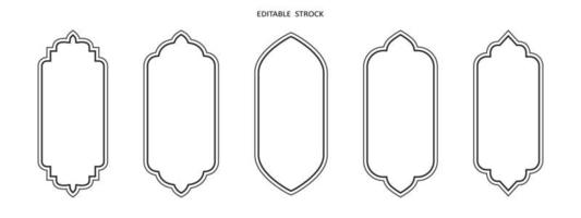 Islamitisch vector vorm van een venster of deur boog. Arabisch kader set. Ramadan kareem bewerkbare schets icoon