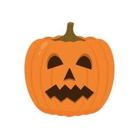 halloween pompoen met eng gezicht icoon geïsoleerd Aan wit. schattig tekenfilm jack-o'-lantern. halloween partij decoraties. gemakkelijk naar Bewerk vector sjabloon