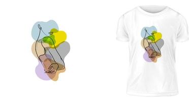 t-shirt ontwerp concept, kleur, en lijn tekening vrouw vector