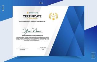 modern van prestatie certificaat sjabloon vector