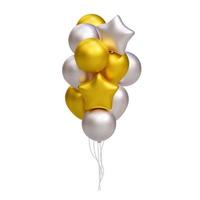 bundel van realistisch 3d gouden en zilver ballonnen. ster vorm geven aan. vector illustratie decoratie voor kaart, partij, ontwerp, folder, poster, banier, web, reclame