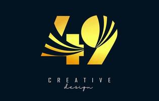 gouden creatief aantal 49 4 9 logo met leidend lijnen en weg concept ontwerp. aantal met meetkundig ontwerp. vector