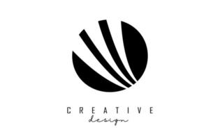 zwart brief O logo met leidend lijnen en negatief ruimte ontwerp. brief met meetkundig en creatief bezuinigingen concept. vector