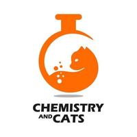 kat in beker met chemisch oplossing vector