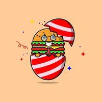 schattig tekenfilm hamburger komt eraan uit van Pasen hamburger vector