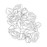 bloemen roos illustratie van volwassen kleur bladzijde lijn kunst tekening wild bloem schets vector