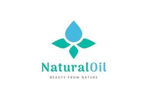 schoonheid logo met olie druppeltje en blad vorm vector