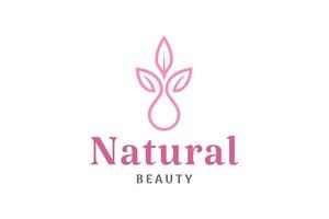 blad en druppeltje logo voor schoonheid industrie vector
