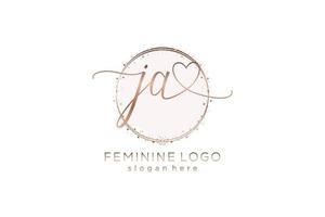 eerste ja handschrift logo met cirkel sjabloon vector logo van eerste bruiloft, mode, bloemen en botanisch met creatief sjabloon.