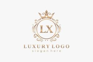 eerste lx brief Koninklijk luxe logo sjabloon in vector kunst voor restaurant, royalty, boetiek, cafe, hotel, heraldisch, sieraden, mode en andere vector illustratie.