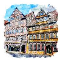 architectuur duitsland aquarel schets hand getekende illustratie vector