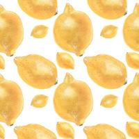 geel citroen fruit naadloos patroon door getraceerd waterverf vector