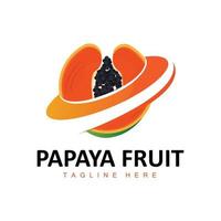 papaja logo ontwerp, vitamine fruit vector, fruit Product merk illustratie icoon vector