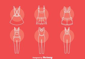 Overalls line icons set vector