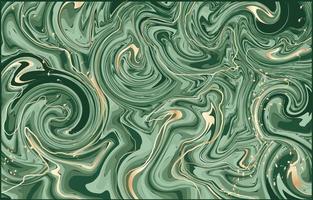 abstract marmeren vloeistof patroon in groen en goud kleur vector