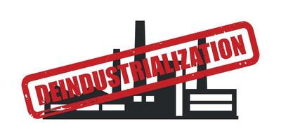 postzegel deïndustrialisatie. fabriek, fabriek en industrieel gebouw Gesloten en verlaten. beëindiging van productie, hou op en sluiting van industrie en productie. vector illustratie.