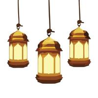 drie hangende lantaarns zijn gebruikt voor religieus ontwerpen. geschikt voor gebruik in evenement activiteiten en religieus herdenkingen. vector elementen ontwerp