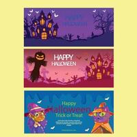 vector reeks van drie grunge halloween spookachtig banners