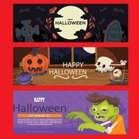 vlak ontwerp halloween horizontaal banners vector