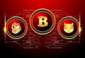 bitcoin versus doge meme crypto valuta illustratie vector