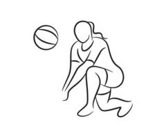 hand- getrokken volleybal speler lijn illustratie vector