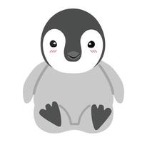 weinig baby pinguïn tekenfilm vlak vector