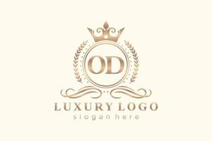 eerste od brief Koninklijk luxe logo sjabloon in vector kunst voor restaurant, royalty, boetiek, cafe, hotel, heraldisch, sieraden, mode en andere vector illustratie.