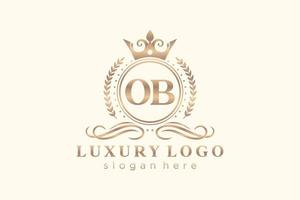 eerste ob brief Koninklijk luxe logo sjabloon in vector kunst voor restaurant, royalty, boetiek, cafe, hotel, heraldisch, sieraden, mode en andere vector illustratie.