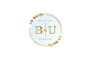 eerste bu schoonheid monogram en elegant logo ontwerp handschrift logo van eerste handtekening, bruiloft, mode, bloemen en botanisch met creatief sjabloon. vector