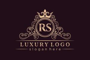 rs eerste brief goud kalligrafische vrouwelijk bloemen hand- getrokken heraldisch monogram antiek wijnoogst stijl luxe logo ontwerp premie vector