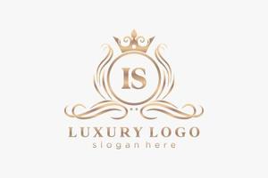 eerste is brief Koninklijk luxe logo sjabloon in vector kunst voor restaurant, royalty, boetiek, cafe, hotel, heraldisch, sieraden, mode en andere vector illustratie.