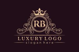 rb eerste brief goud kalligrafische vrouwelijk bloemen hand- getrokken heraldisch monogram antiek wijnoogst stijl luxe logo ontwerp premie vector