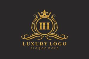 eerste ih brief Koninklijk luxe logo sjabloon in vector kunst voor restaurant, royalty, boetiek, cafe, hotel, heraldisch, sieraden, mode en andere vector illustratie.
