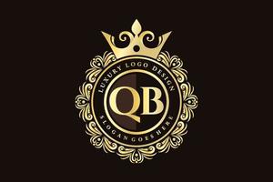 qb eerste brief goud kalligrafische vrouwelijk bloemen hand- getrokken heraldisch monogram antiek wijnoogst stijl luxe logo ontwerp premie vector